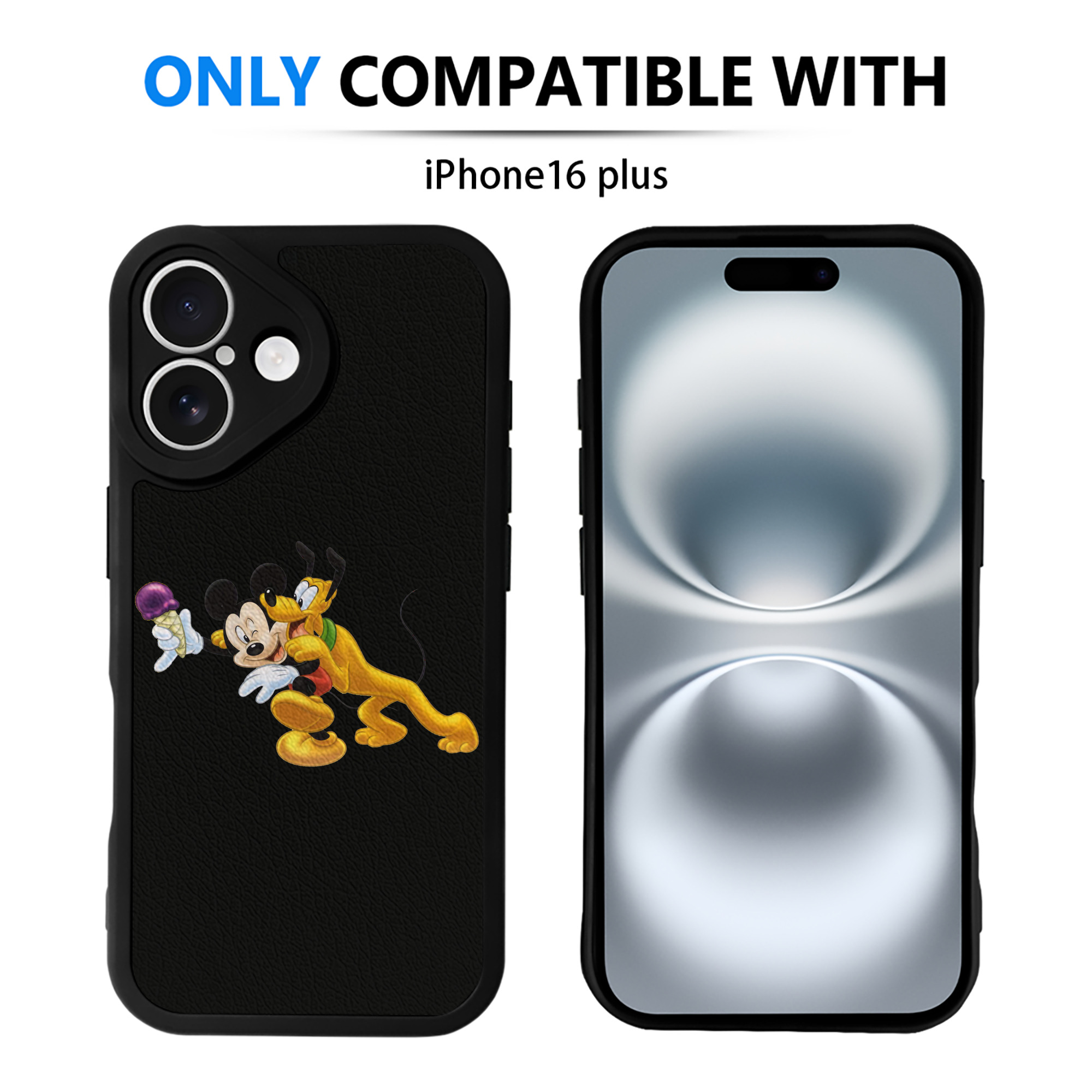 （画像用） ミッキーマウス Mickey Mouse 【iPhone 16シリーズ対応】シリコンスマホケース（レザー調） 材質：シリコン